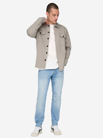 Only & Sons Regular fit Button Up Shirt 'Newkodyl' in Grey