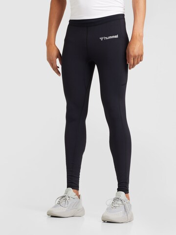 Hummel Skinny Workout Pants in Black: front