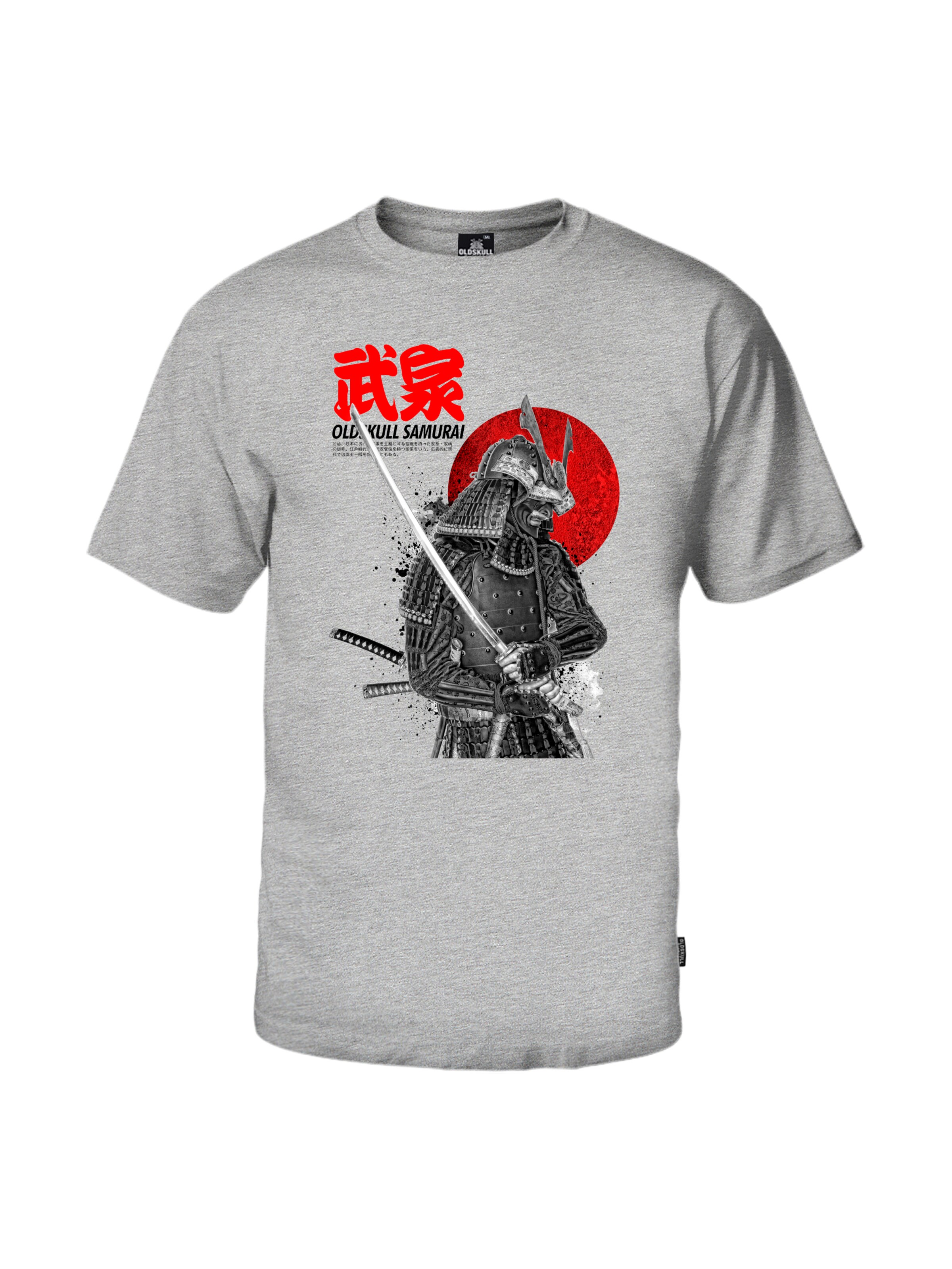 Oldskull Shirt 'Asian Swordsman ' in Grijs: voorkant