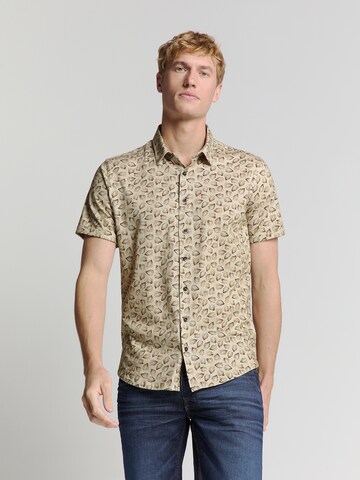 No Excess Regular fit Overhemd in Beige: voorkant