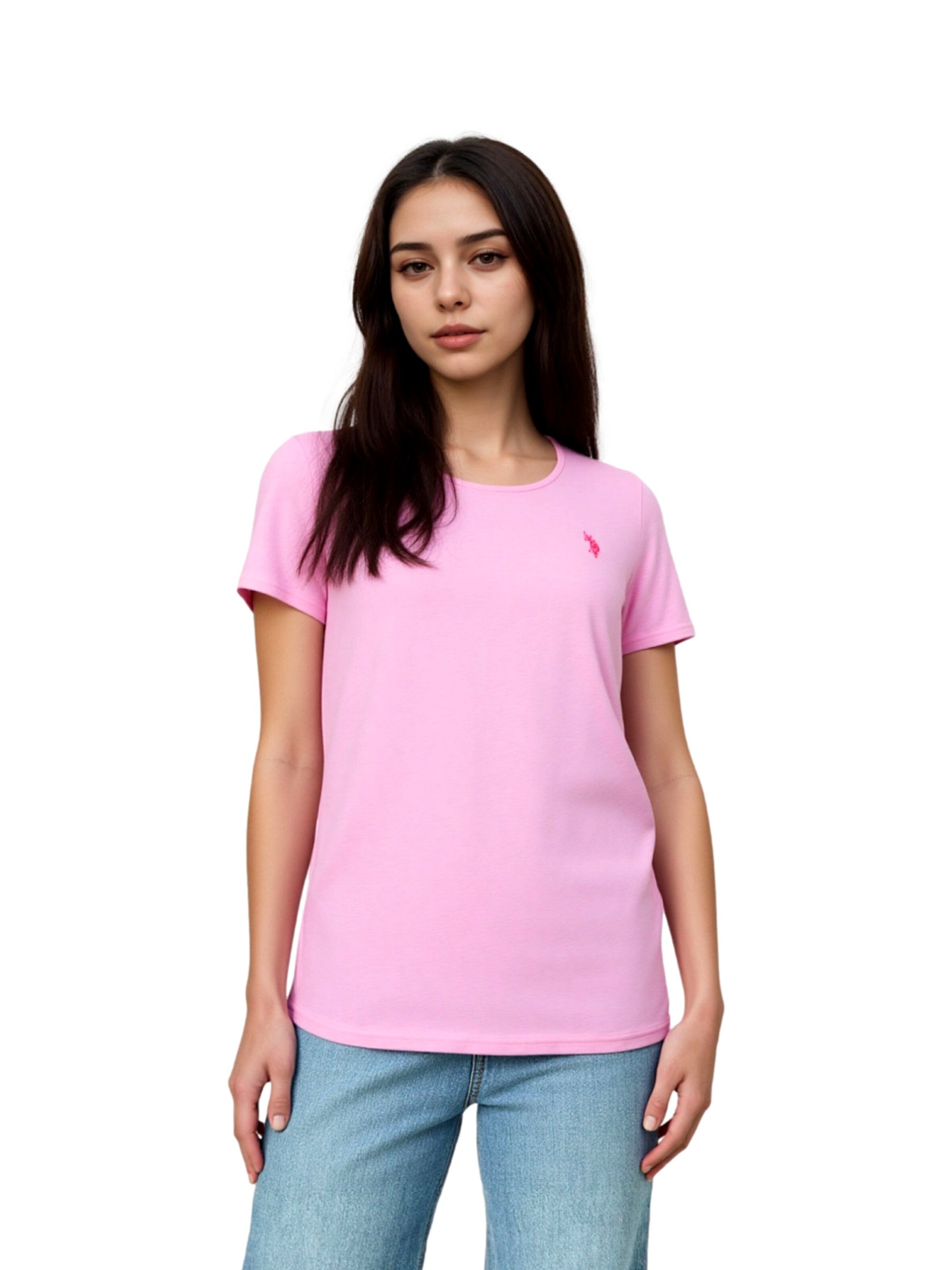 U.S. POLO ASSN. Shirt 'Rundhals' in Roze: voorkant