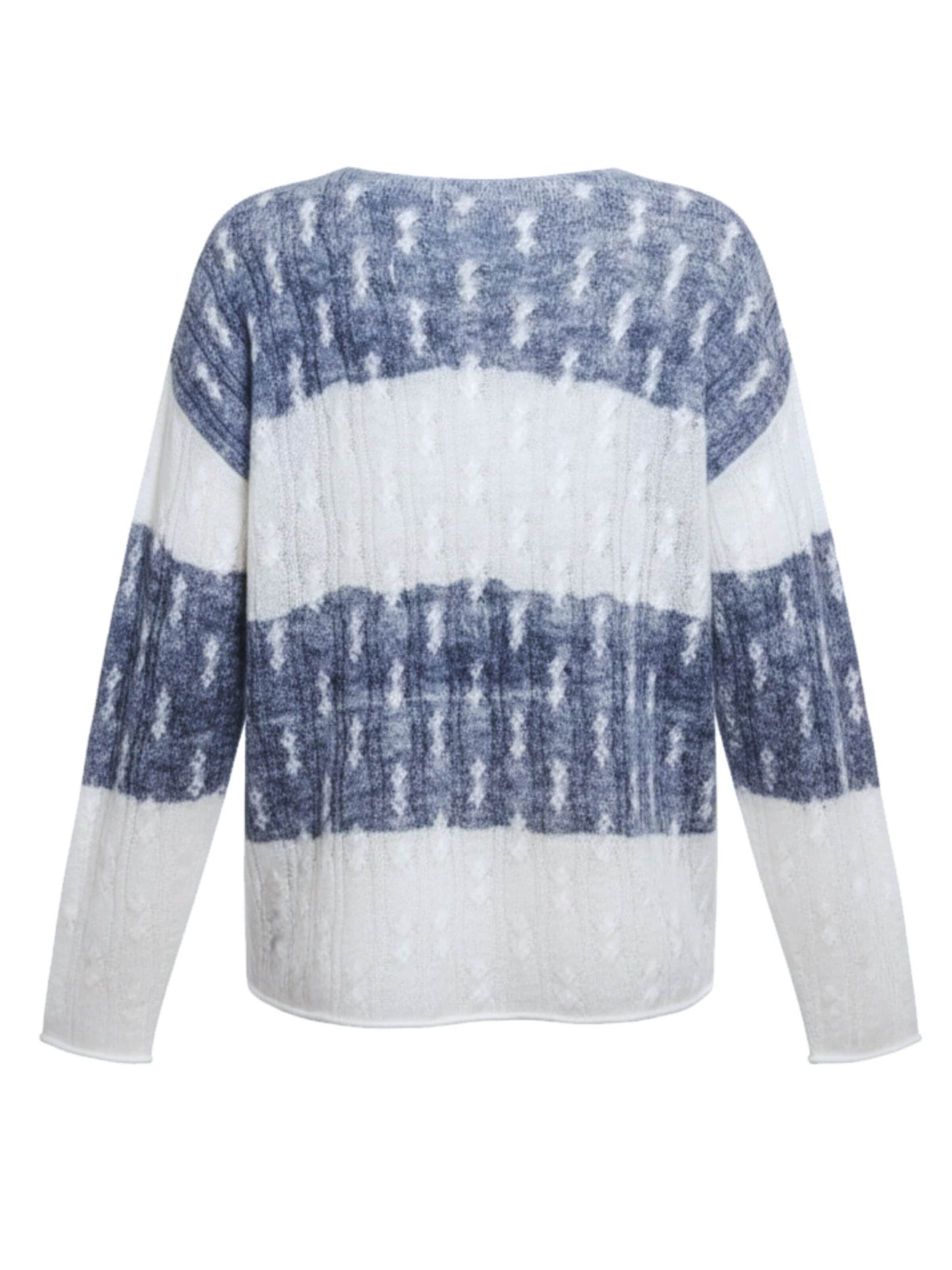 LIKS. Munich - Jersey 'Strickpullover Zopfmuster gestreift mit Mohair-Woll-Mischung - AlvaC' en azul