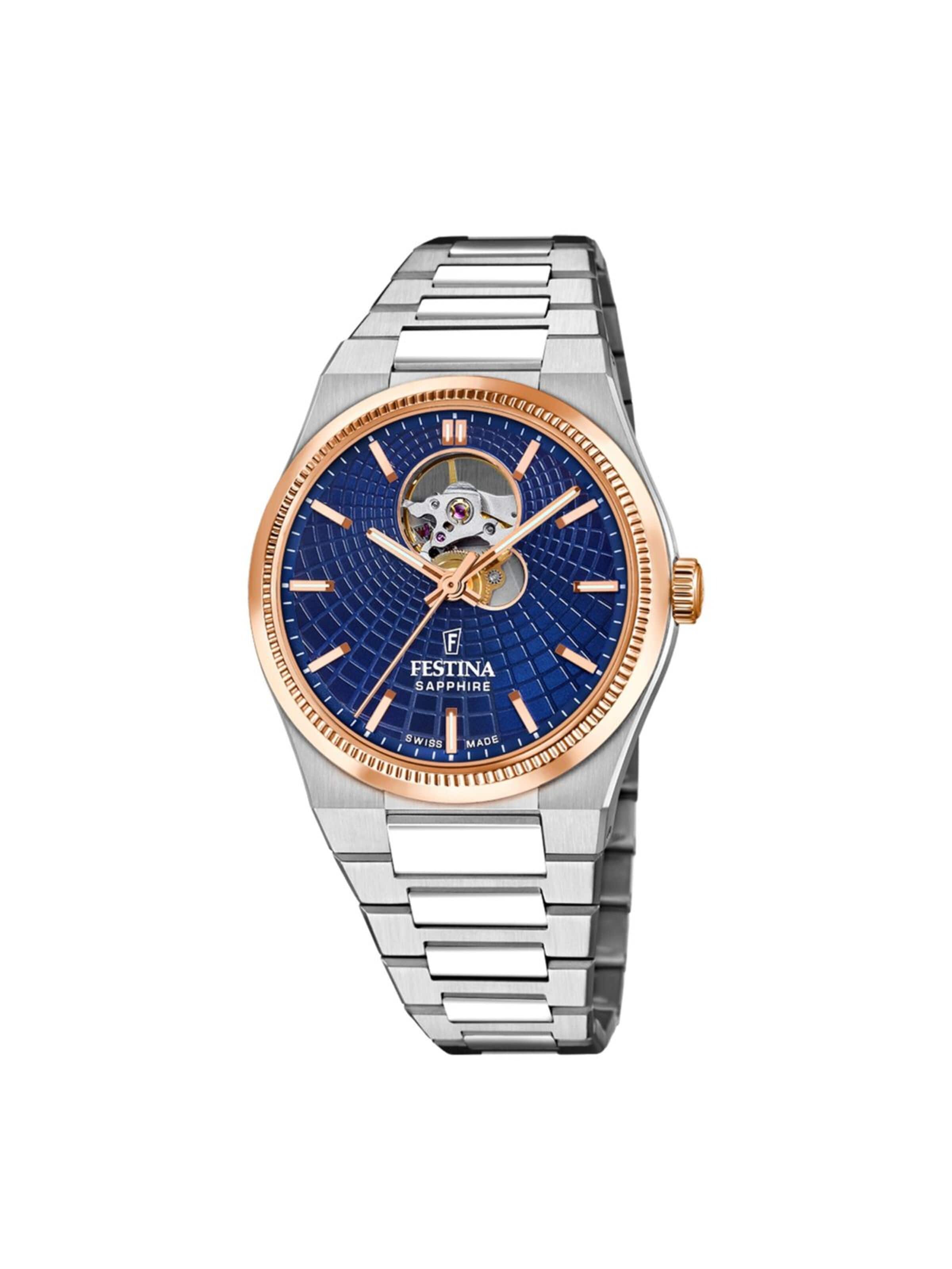 FESTINA Analoog horloge 'Automatic watch Rivé Swiss Made' in Blauw: voorkant