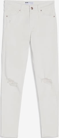 Bershka Skinny Jeans in White: front