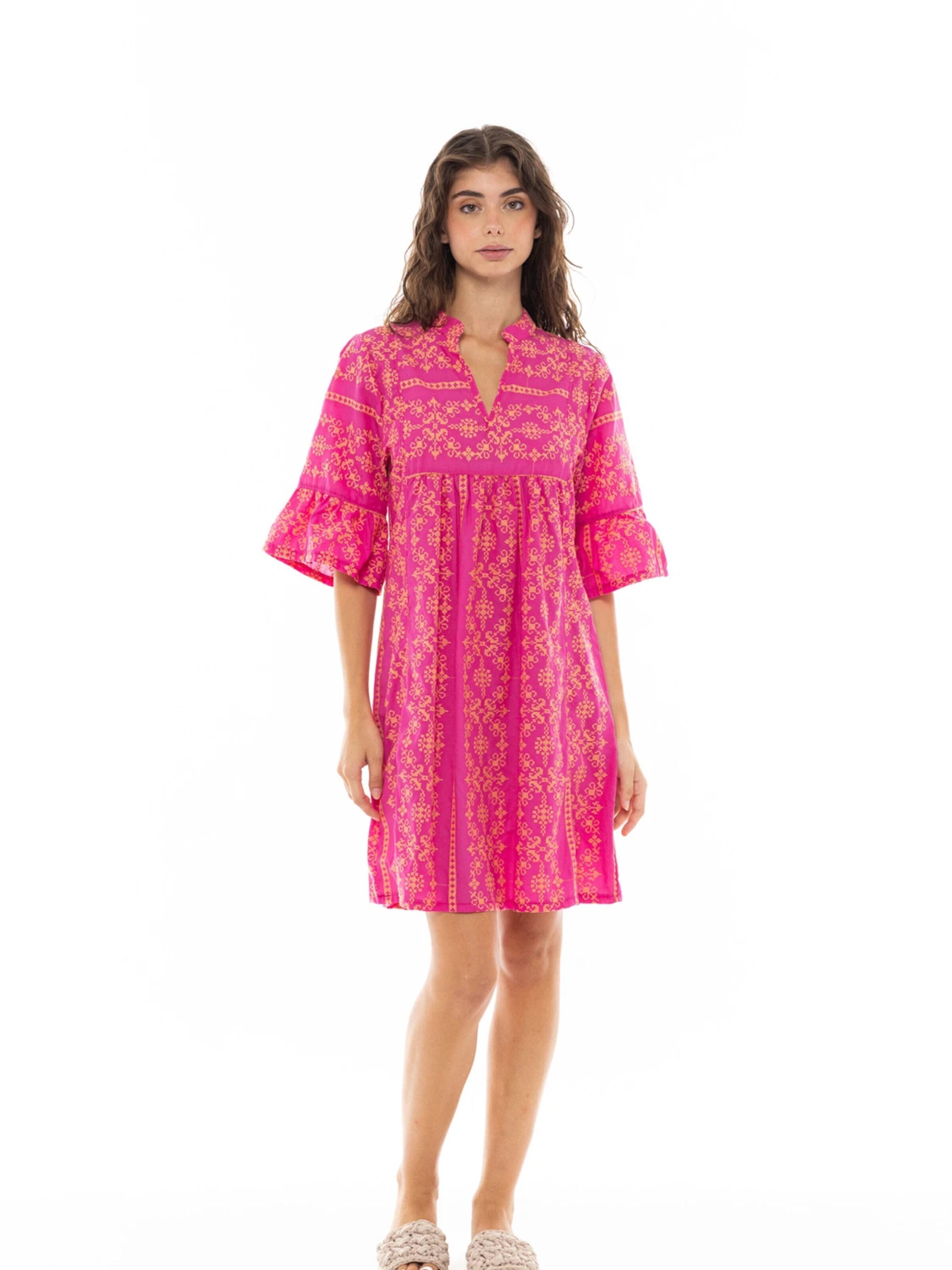 Pink LabelLjetna haljina 'BEACHWEAR EMBROIDERY ORANGE' - crvena boja: prednji dio
