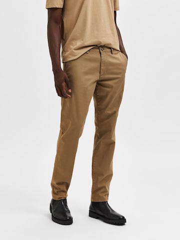 SELECTED HOMME Slimfit Chino hlače 'New Miles' | rjava barva: sprednja stran