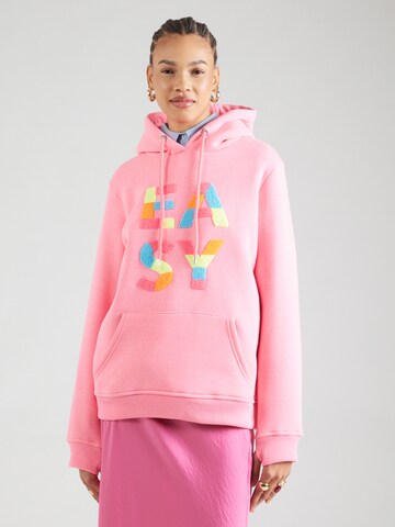 Zwillingsherz Sweatshirt 'EASY' in Pink: Vorderseite