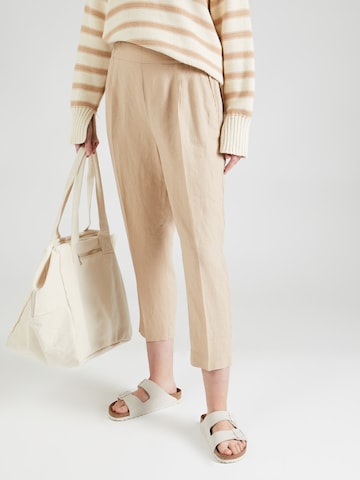 Sisley Regular Trousers with creases in Beige: front