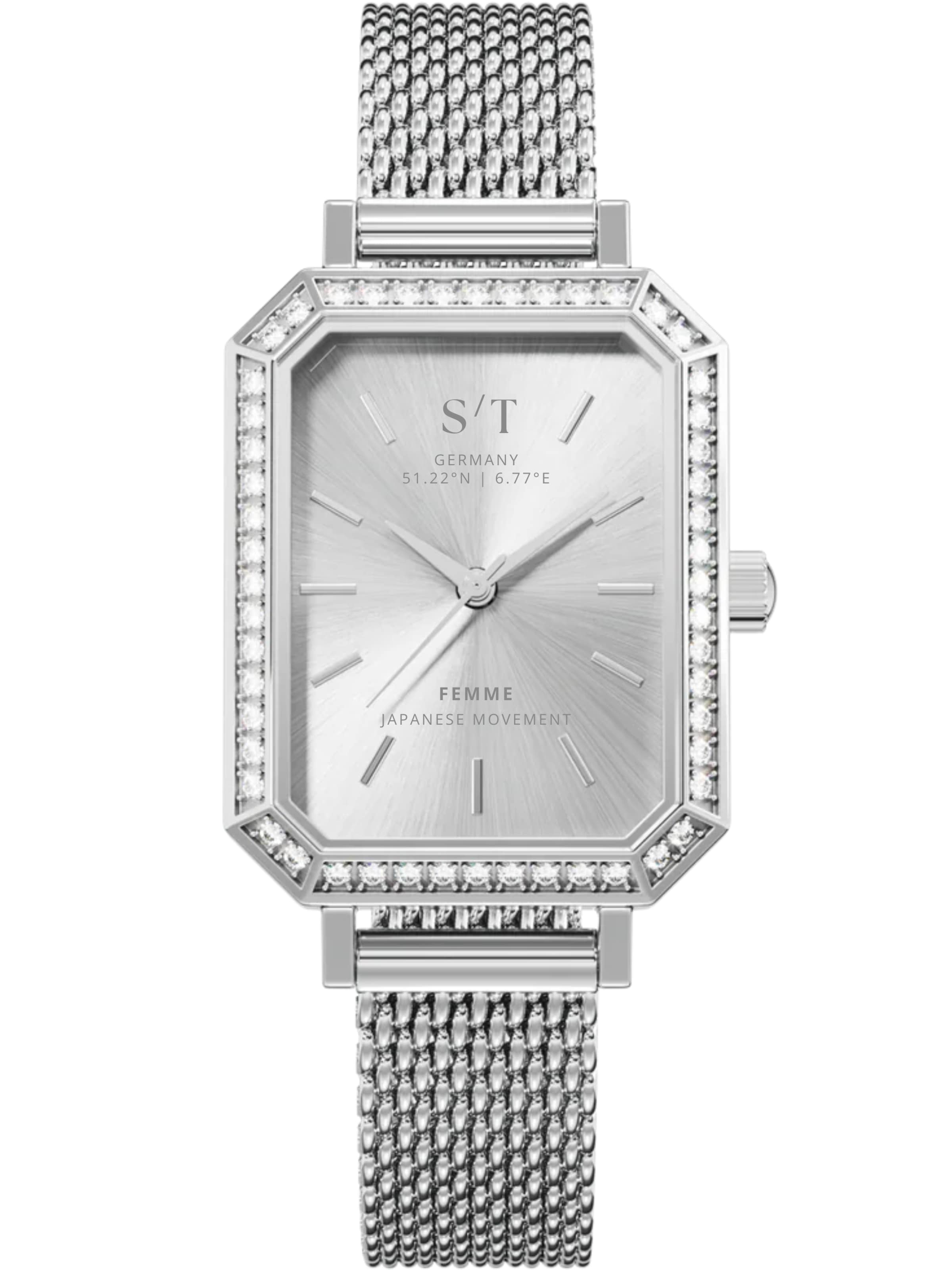 S&T Design Analoguhr 'S/T FEMME'‌‌‌‌‌‌‌‌‌ in Silber: Vorderseite