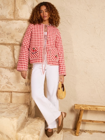 Veste mi-saison love & roses en rouge