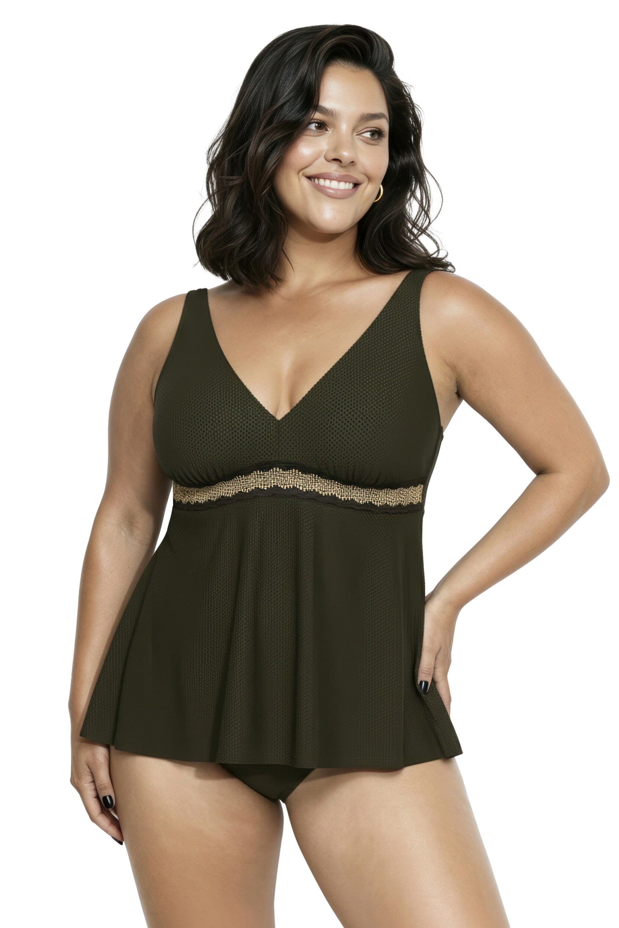 Ulla Popken Negligée in Grün: Vorderseite