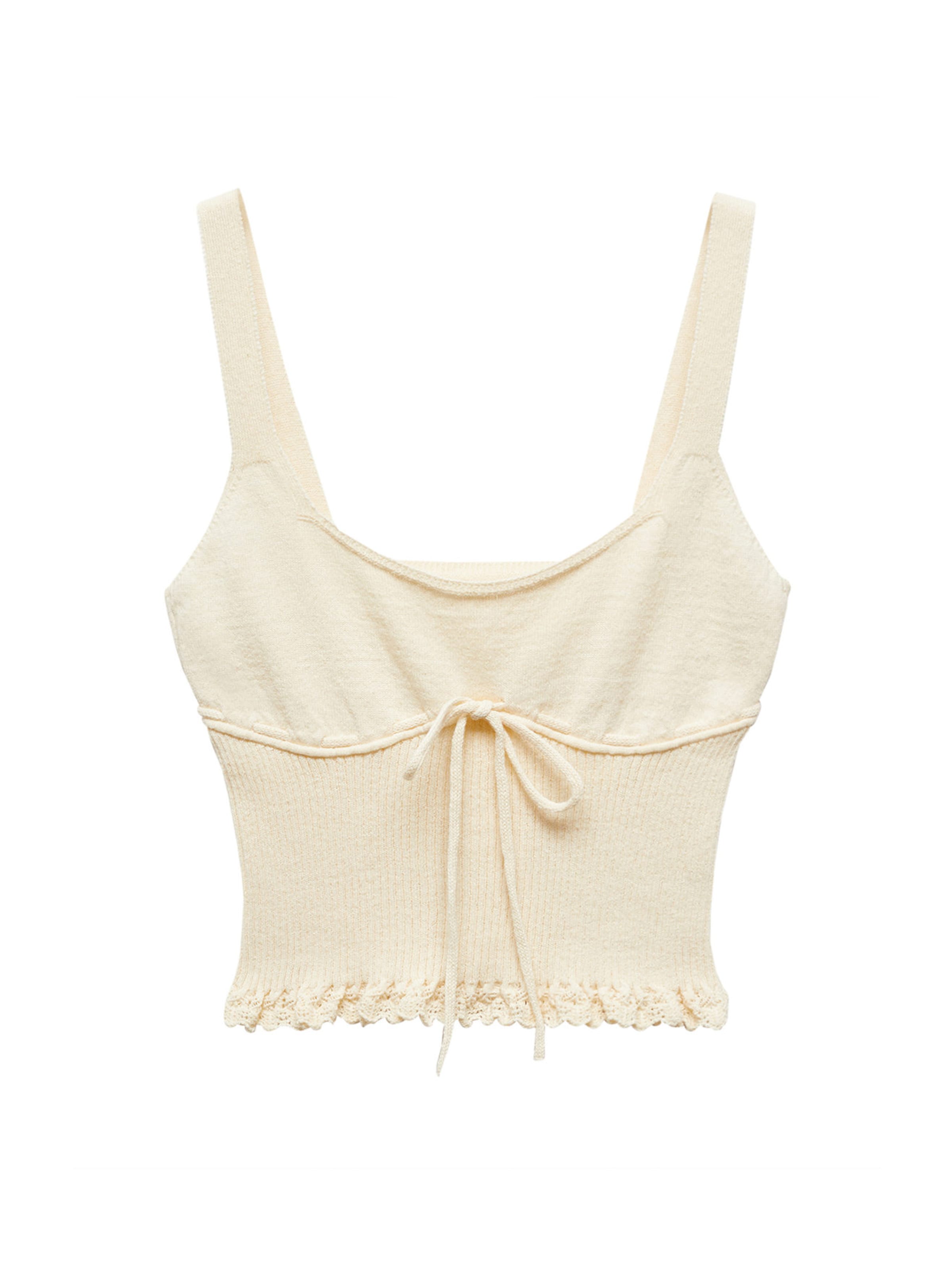 MANGO Gebreide top 'LOVI' in Beige: voorkant