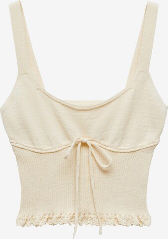 MANGO Gebreide top 'LOVI' in Beige: voorkant