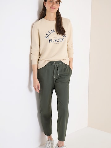 CECIL Zúžený Kalhoty se sklady v pase – zelená