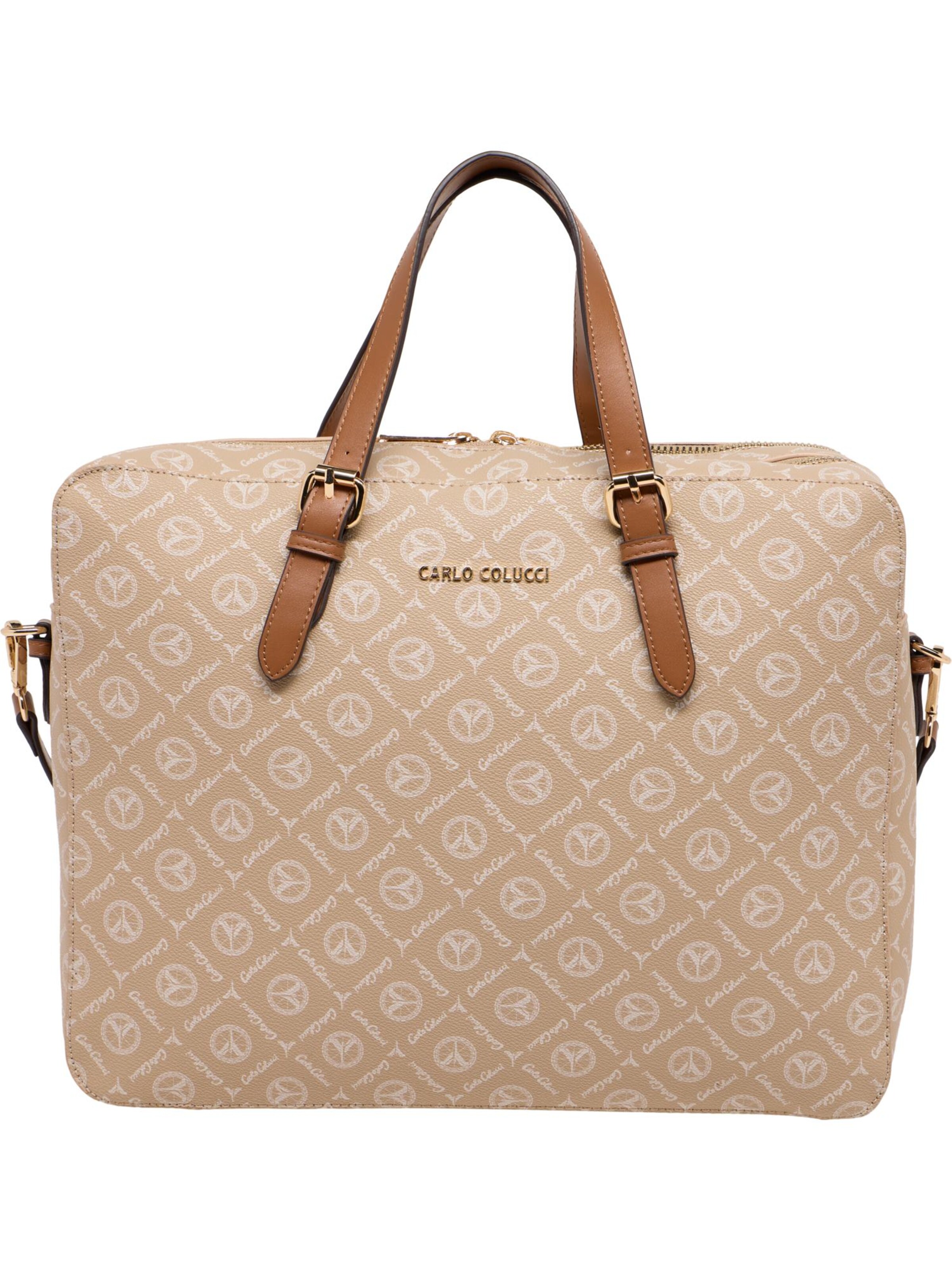 Carlo Colucci Laptop bag ' Desiderati ' in Beige: front