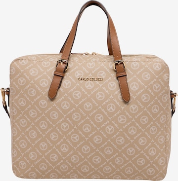 Sac d’ordinateur portable ' Desiderati ' Carlo Colucci en beige : devant