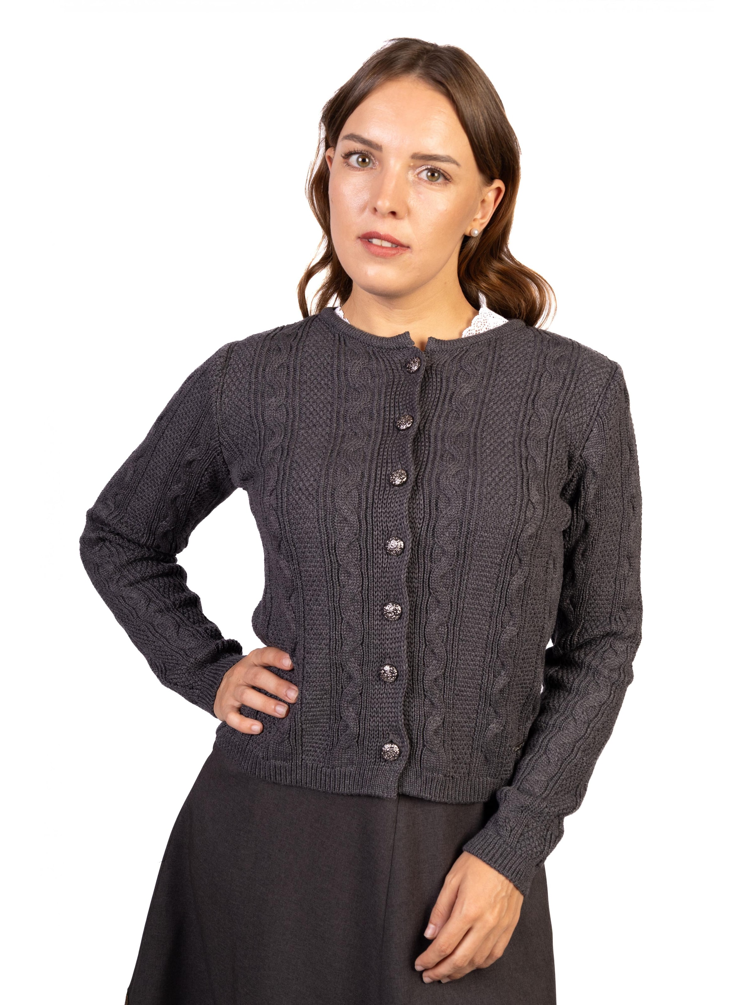 Trachtl Strickjanker 'Trachtl Trachtenjacke Anthrazit'‌‌‌‌‌‌ in Grau: Vorderseite