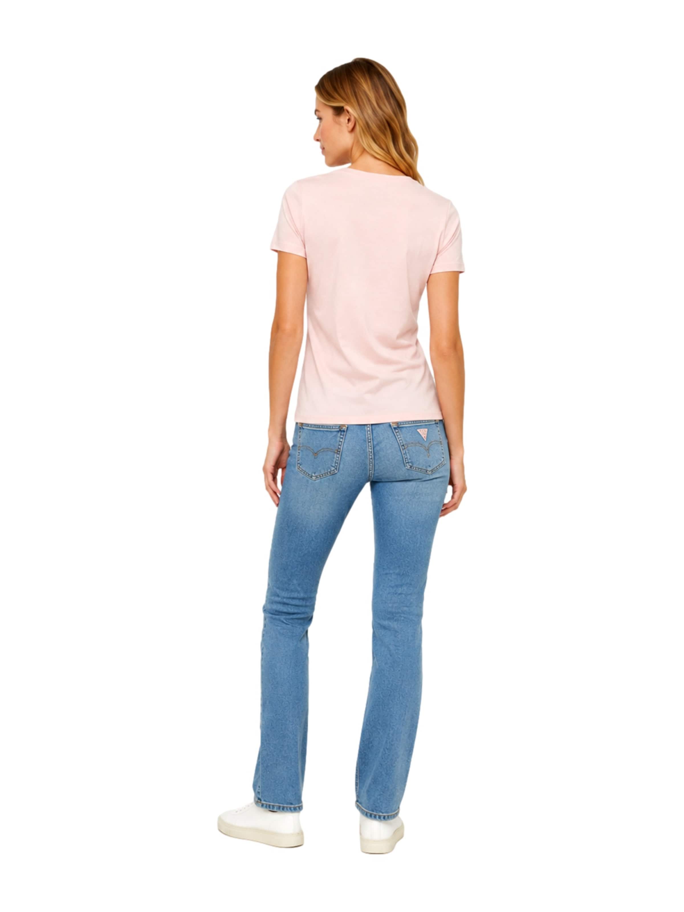 GUESS Футболка 'Triangle Ombre' в Ярко-розовый