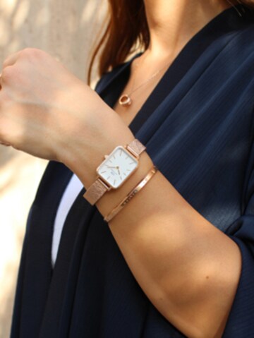 Daniel Wellington Analógové hodinky 'Quadro Pressed Melrose RG White' - Zlatá