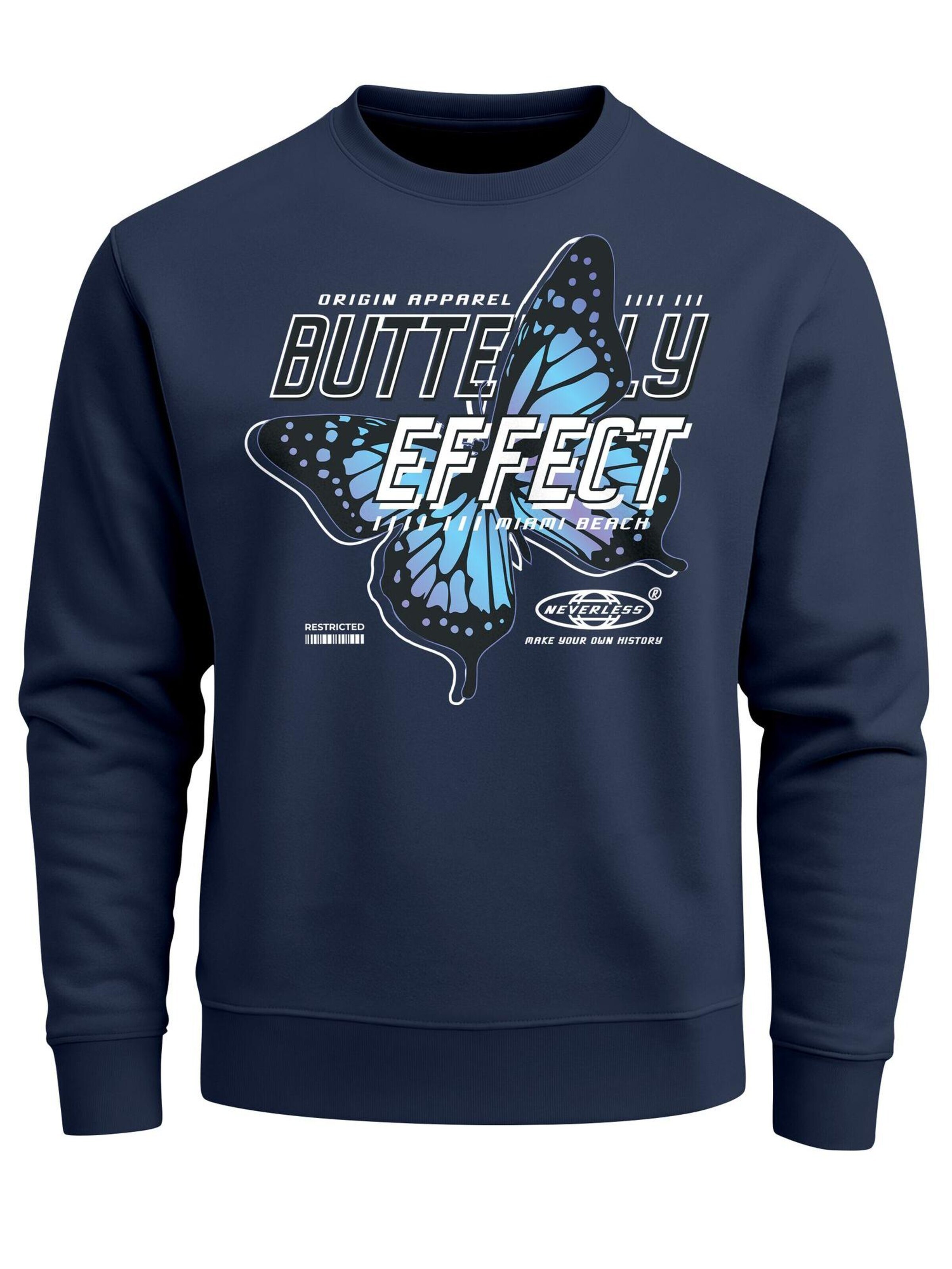 Neverless Sweatshirt 'Butterfly' in Blue: front