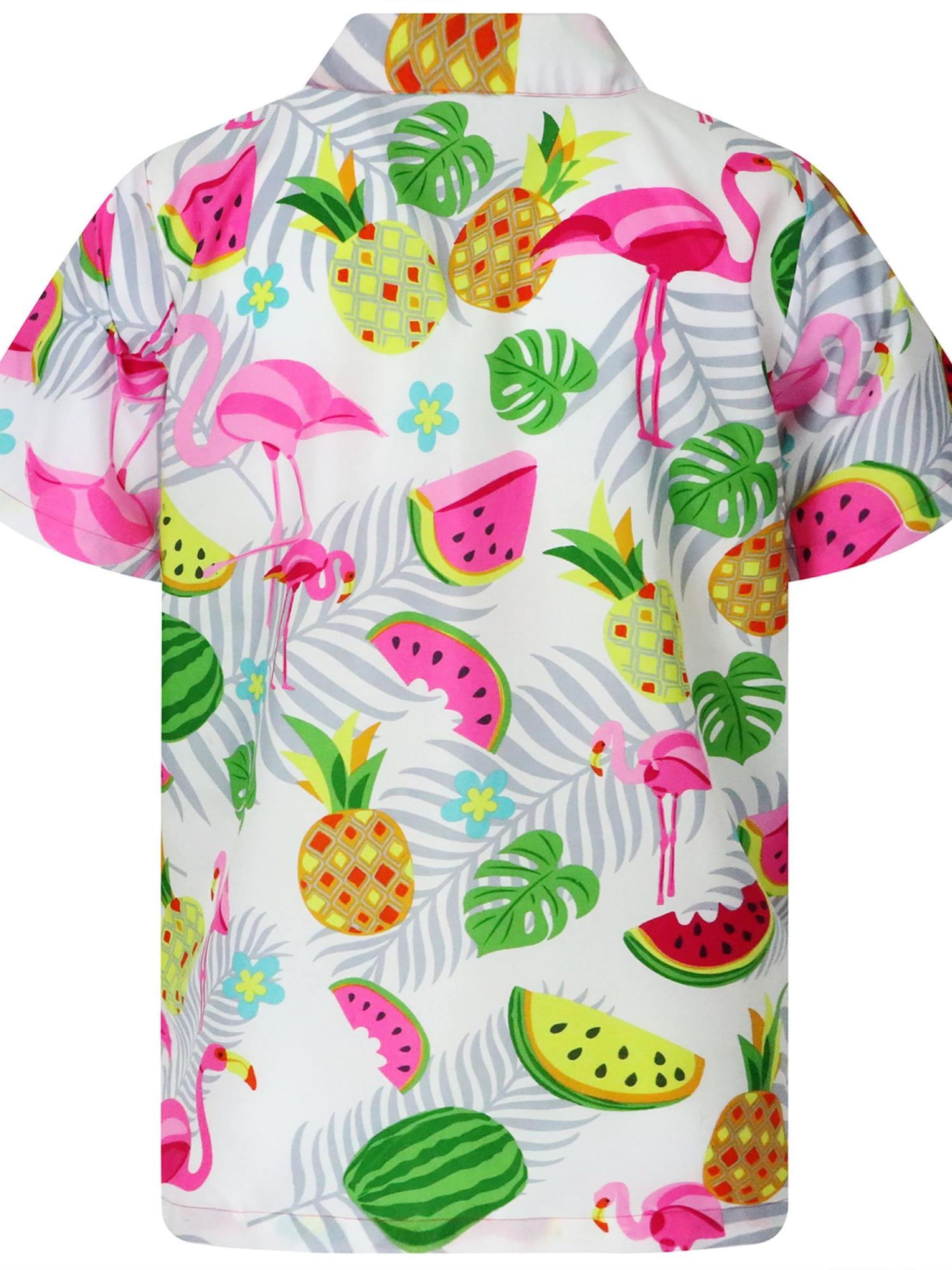 King Kameha Shirt 'Flamingo Melone'‌‌‌‌‌‌‌ in Weiß