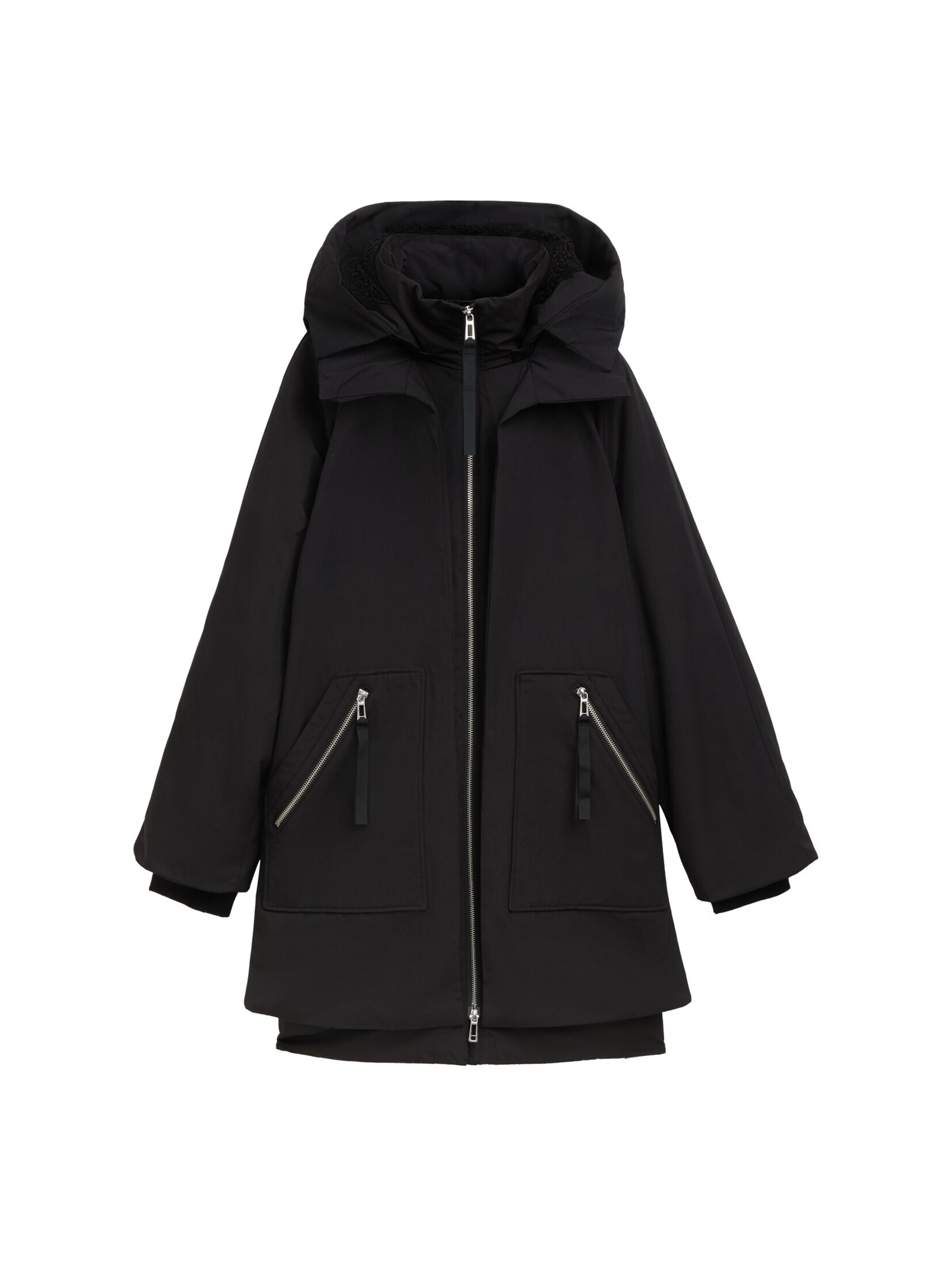 TOM TAILOR DENIM Winter parka in Black: front