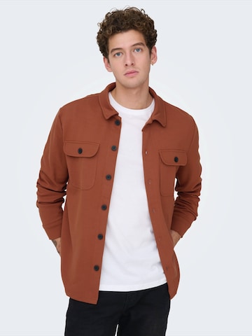 Only & Sons Regular fit Overhemd 'ONSNew Kodyl' in Bruin