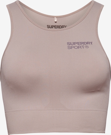 Bustier Soutien-gorge de sport Superdry en beige : devant