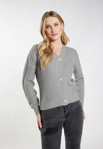 DreiMaster Vintage Knit Cardigan in Grey: front