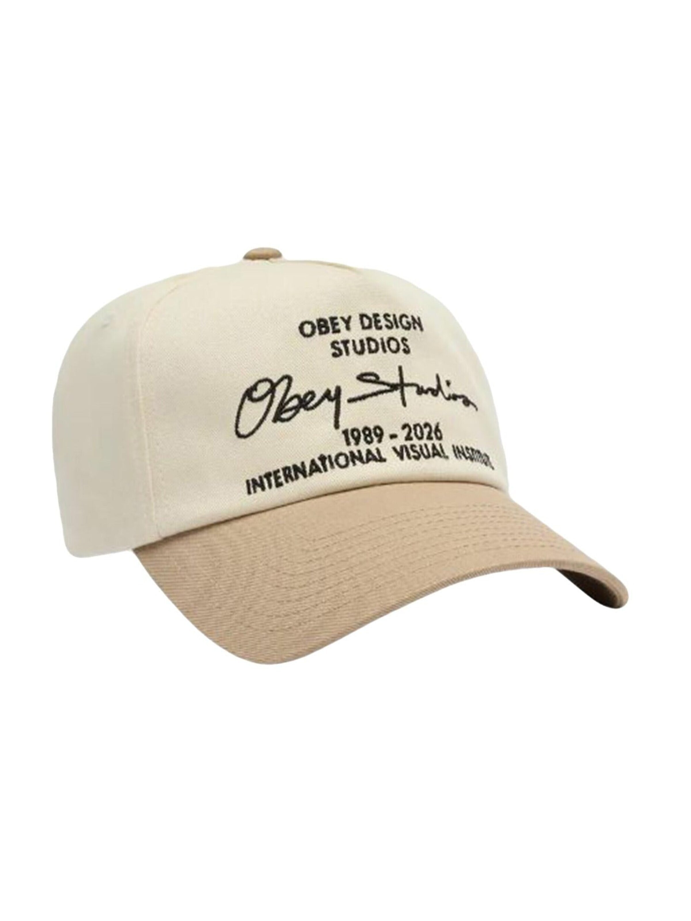 Obey Hætte 'Design Studios 5 Panel Strapback Pale Khaki Multi' i blandingsfarvet: forside