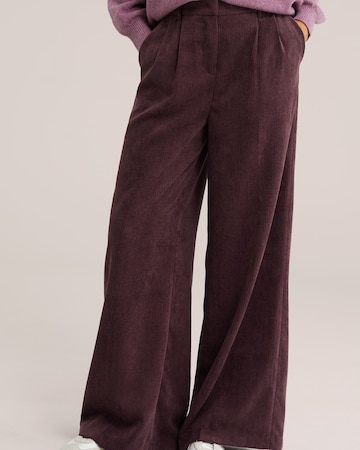 WE Fashion Wide leg Bandplooibroek in Lila: voorkant