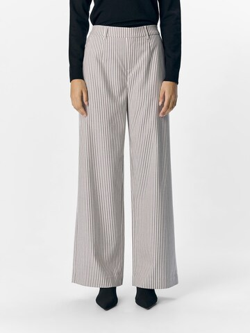 OBJECT Wide leg Trousers 'OBJLisa' in Grey: front