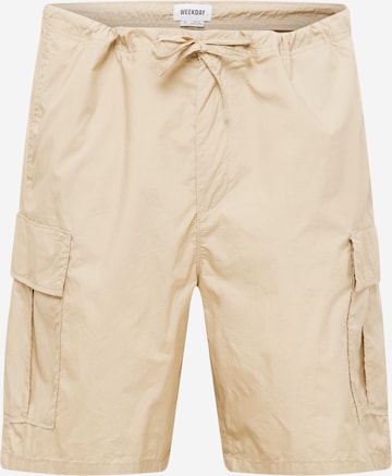 Pantalon cargo WEEKDAY en beige : devant