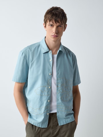 Next Regular fit Button Up Shirt 'Hokusai' in Blue: front