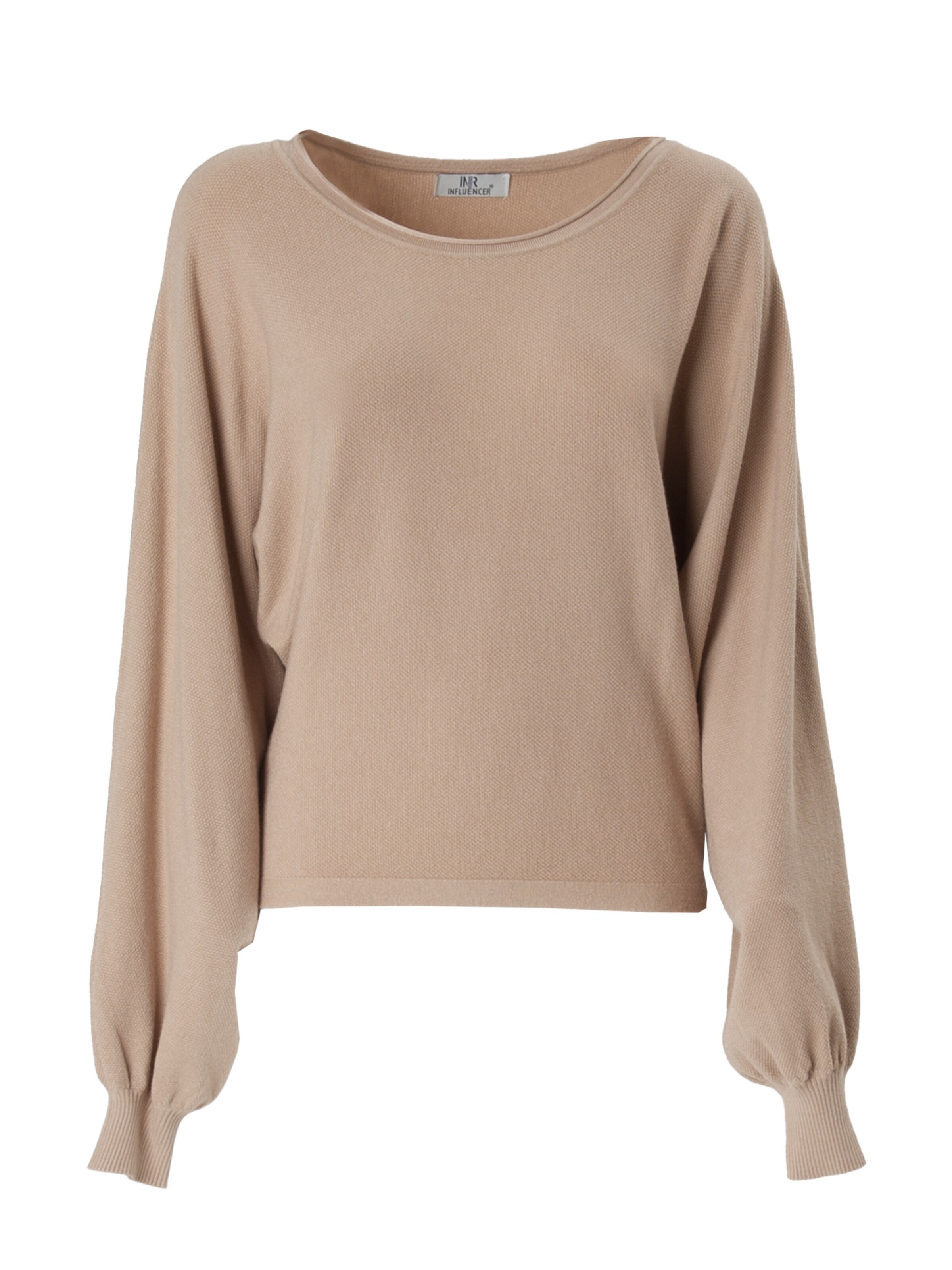 Influencer Pullover in Beige: Vorderseite