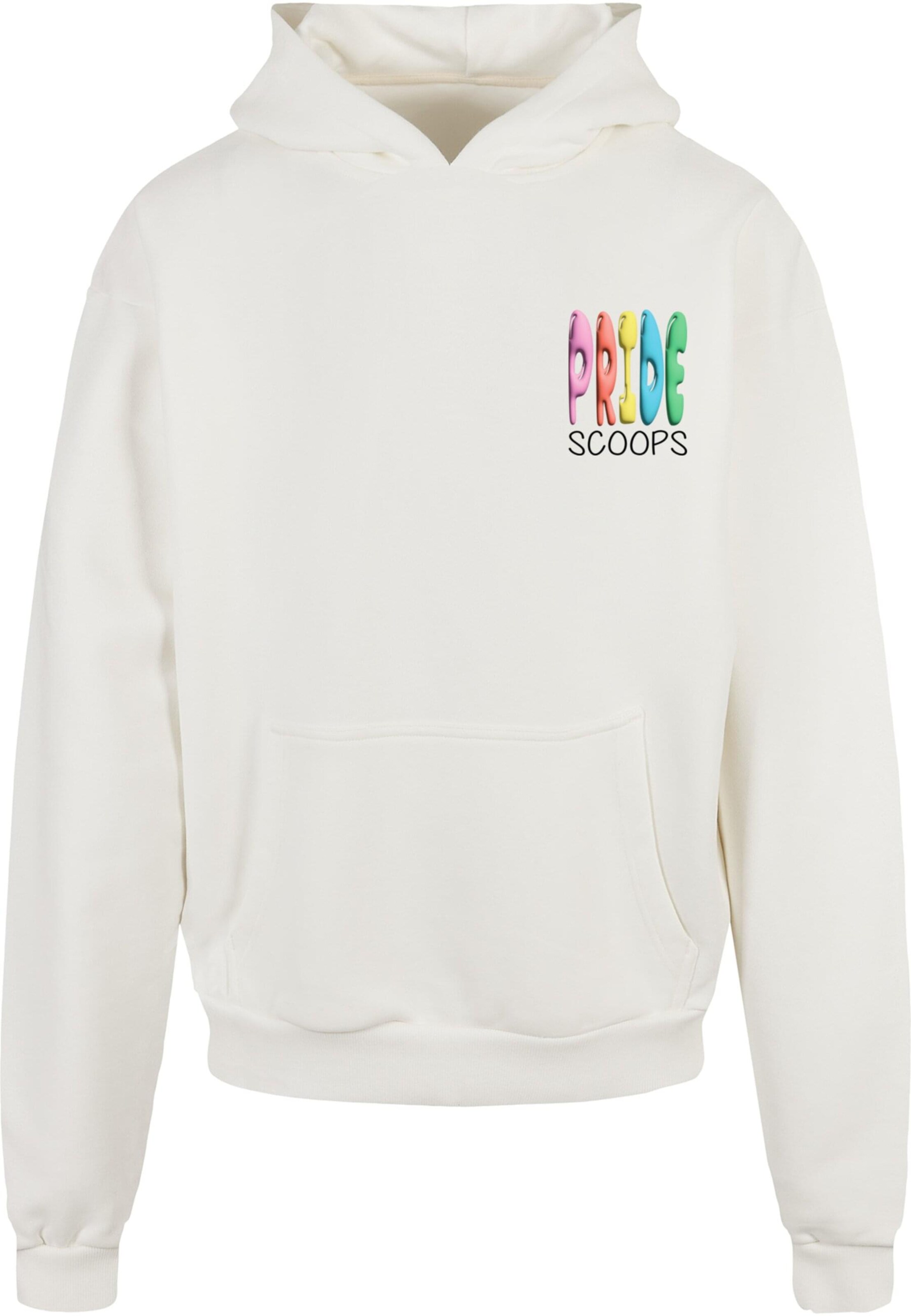 Merchcode Sweatshirt 'Pride Scoops' in Weiß: Vorderseite