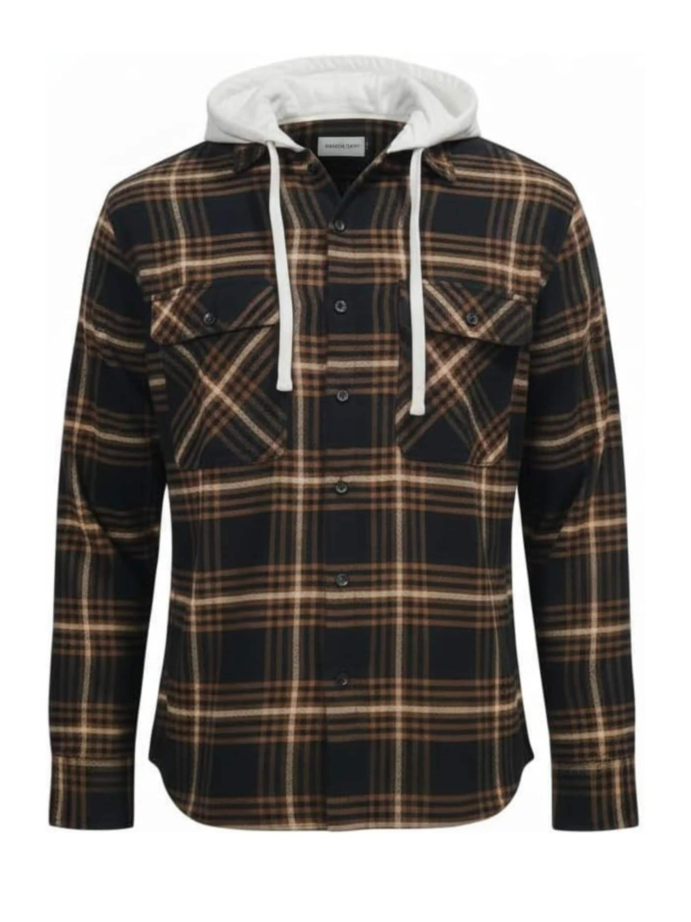 Coupe regular Chemise 'Mens flannel with hooddie' Radwa en marron : devant