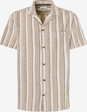 Pepe Jeans Regular fit Button Up Shirt 'PAXFORD' in Beige: front