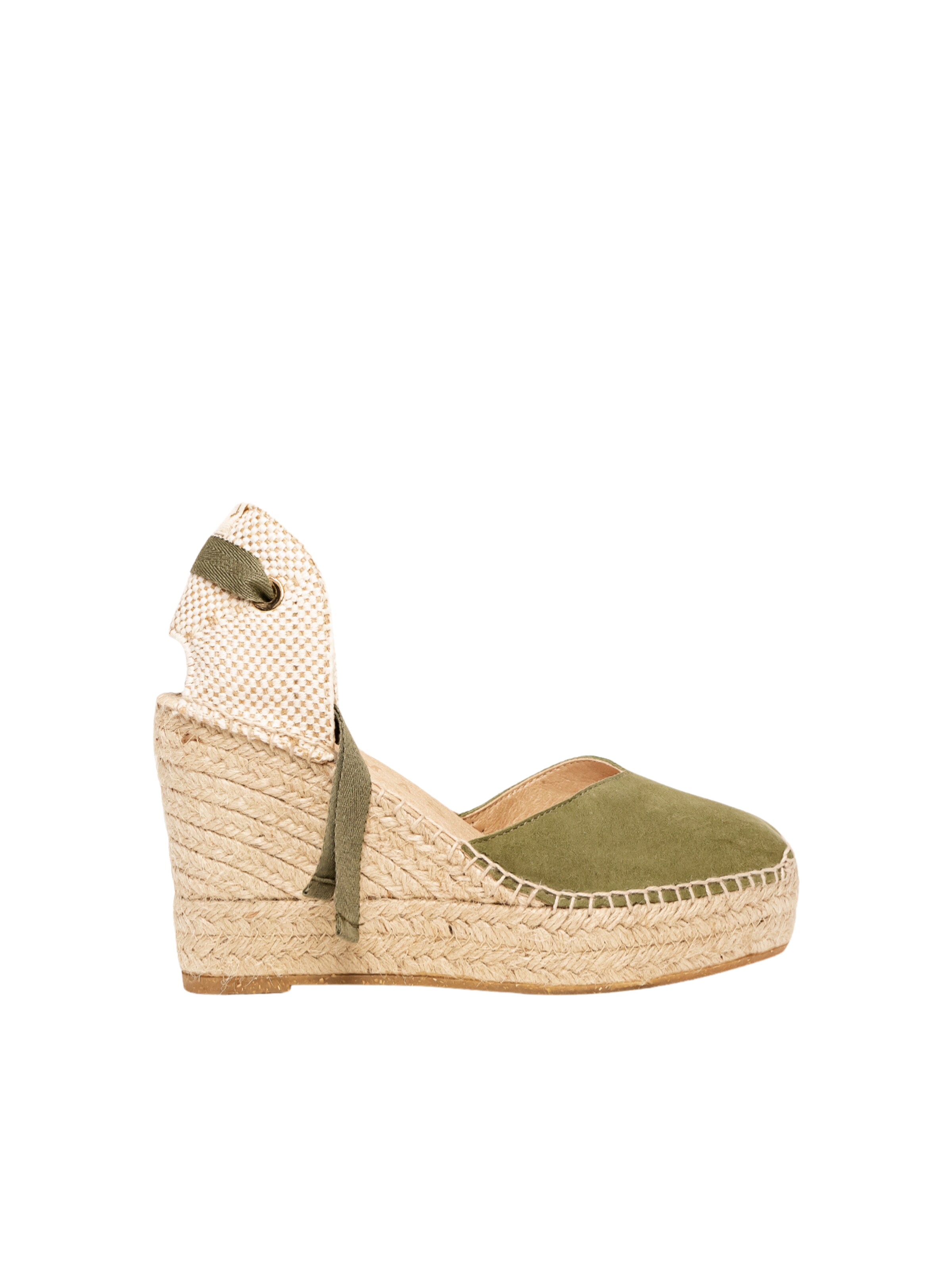 Alhamas - Sandalias 'Alpargata Cuña 10 cm' en verde: frente