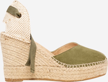 Alhamas - Sandalias 'Alpargata Cuña 10 cm' en verde: frente