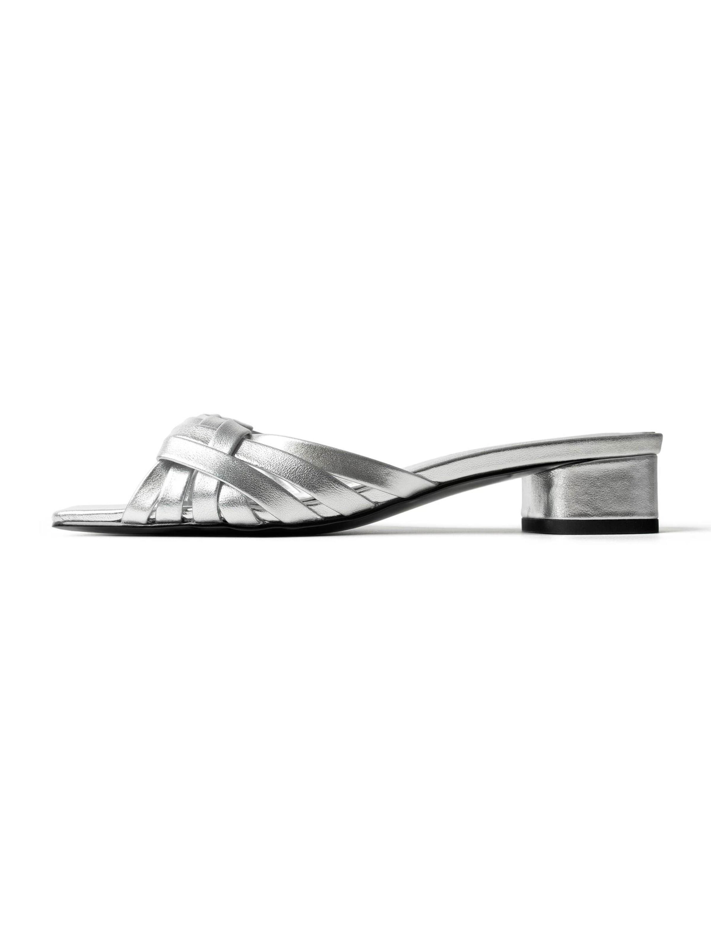 L37 HANDMADE SHOES Muiltjes 'SMELLS LIKE SPIRIT' in Zilver: voorkant