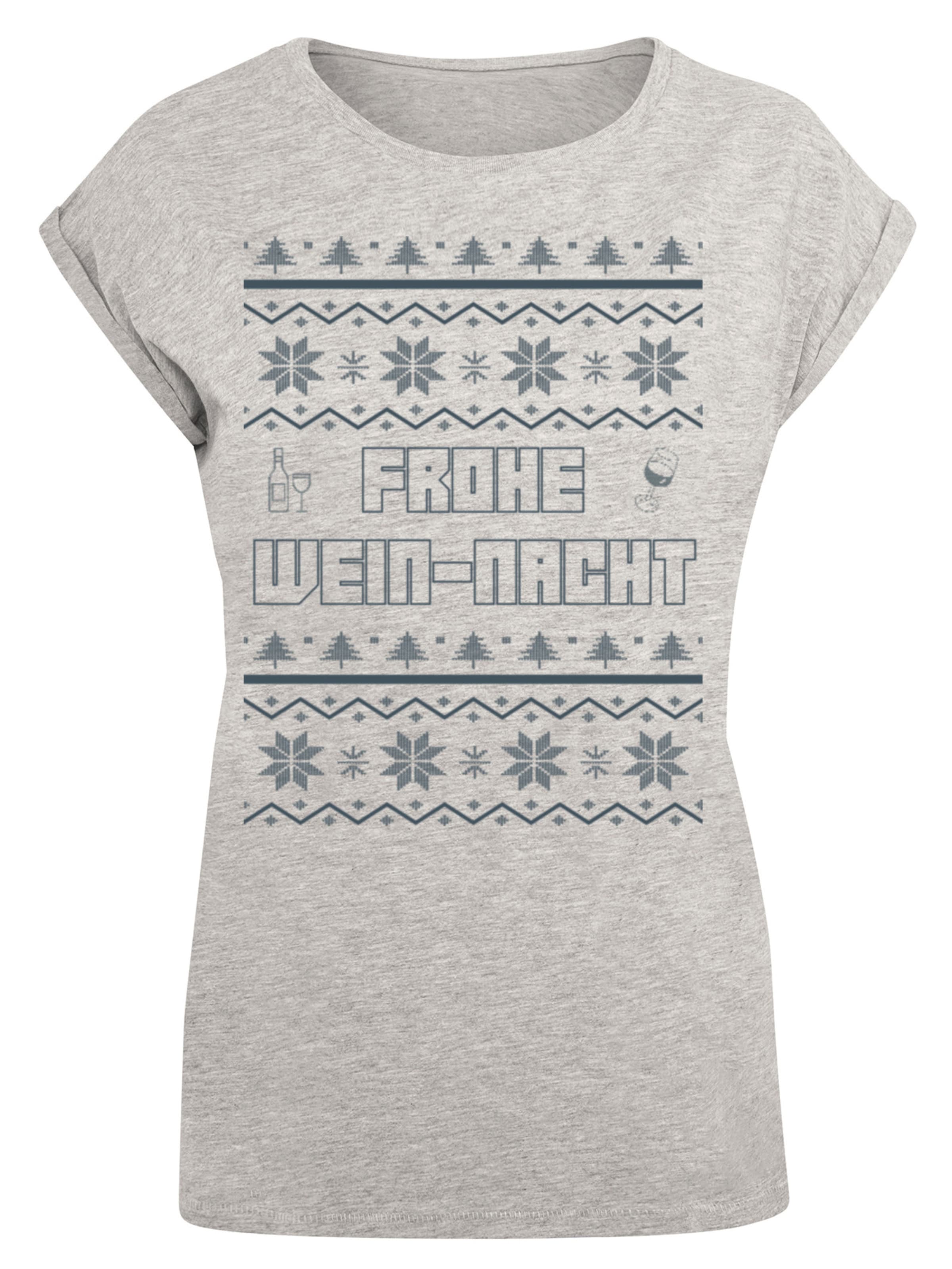 T-shirt 'Frohe Wein-Nacht' F4NT4STIC en gris : devant