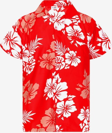 King Kameha Shirt 'Mono Hibiscus' in Red: front