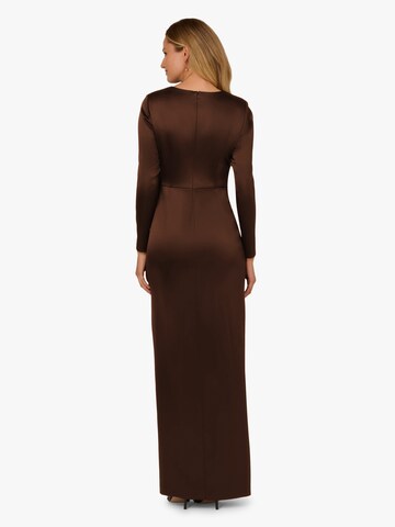 Adrianna Papell Evening dress 'Stretch Satin Ruffle Gown' in Brown