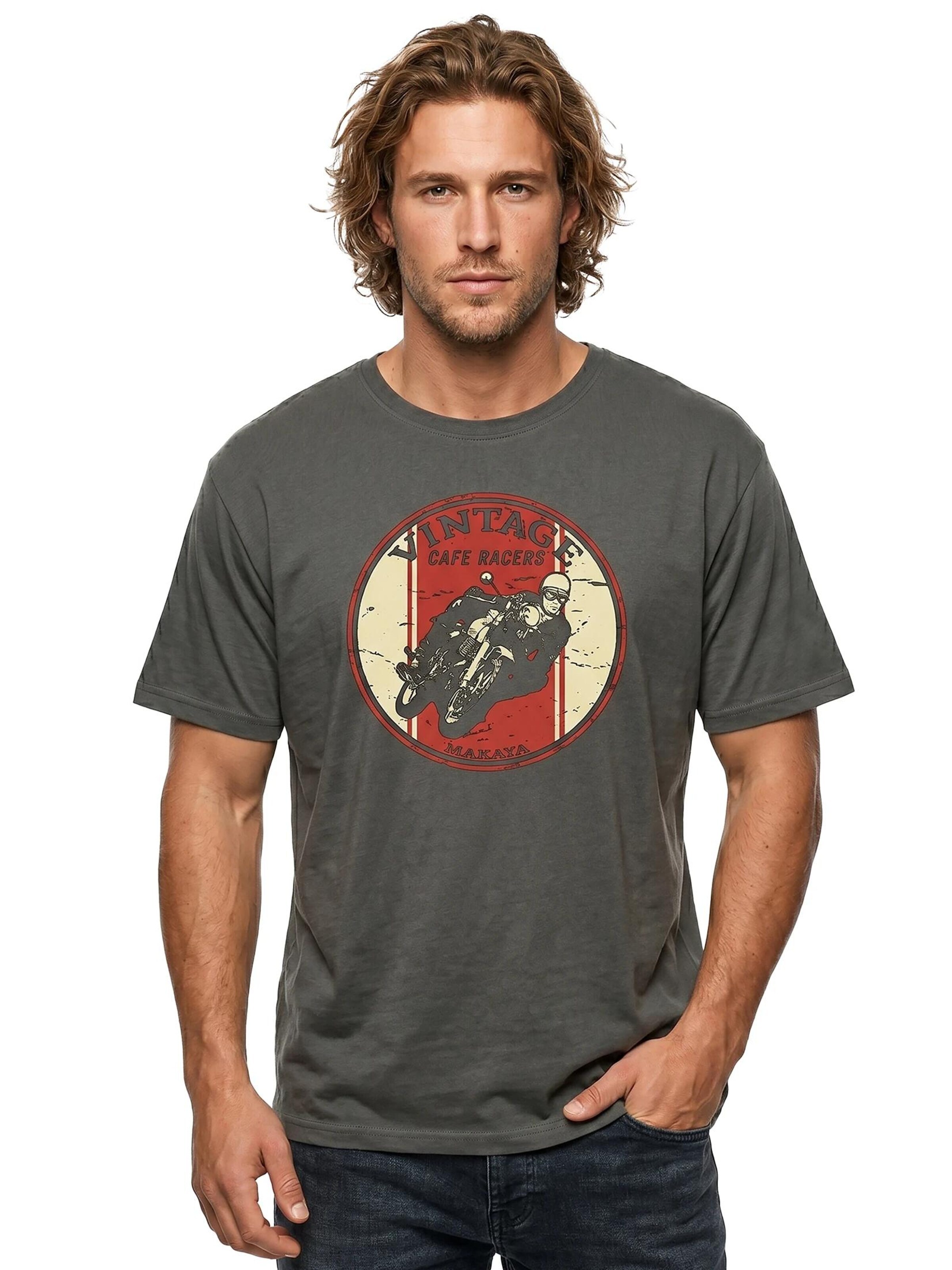 MAKAYA Shirt 'Biker im Kreis' in Grey