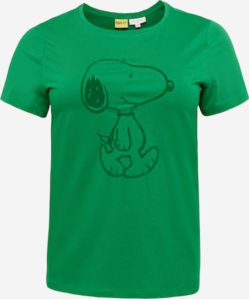 ONLY Carmakoma Shirt 'PEANUTS' in Green: front
