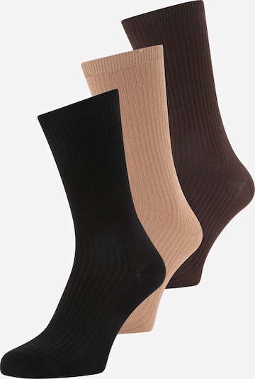 BeckSöndergaard Chaussettes en noisette / brun foncé / noir, Vue avec produit