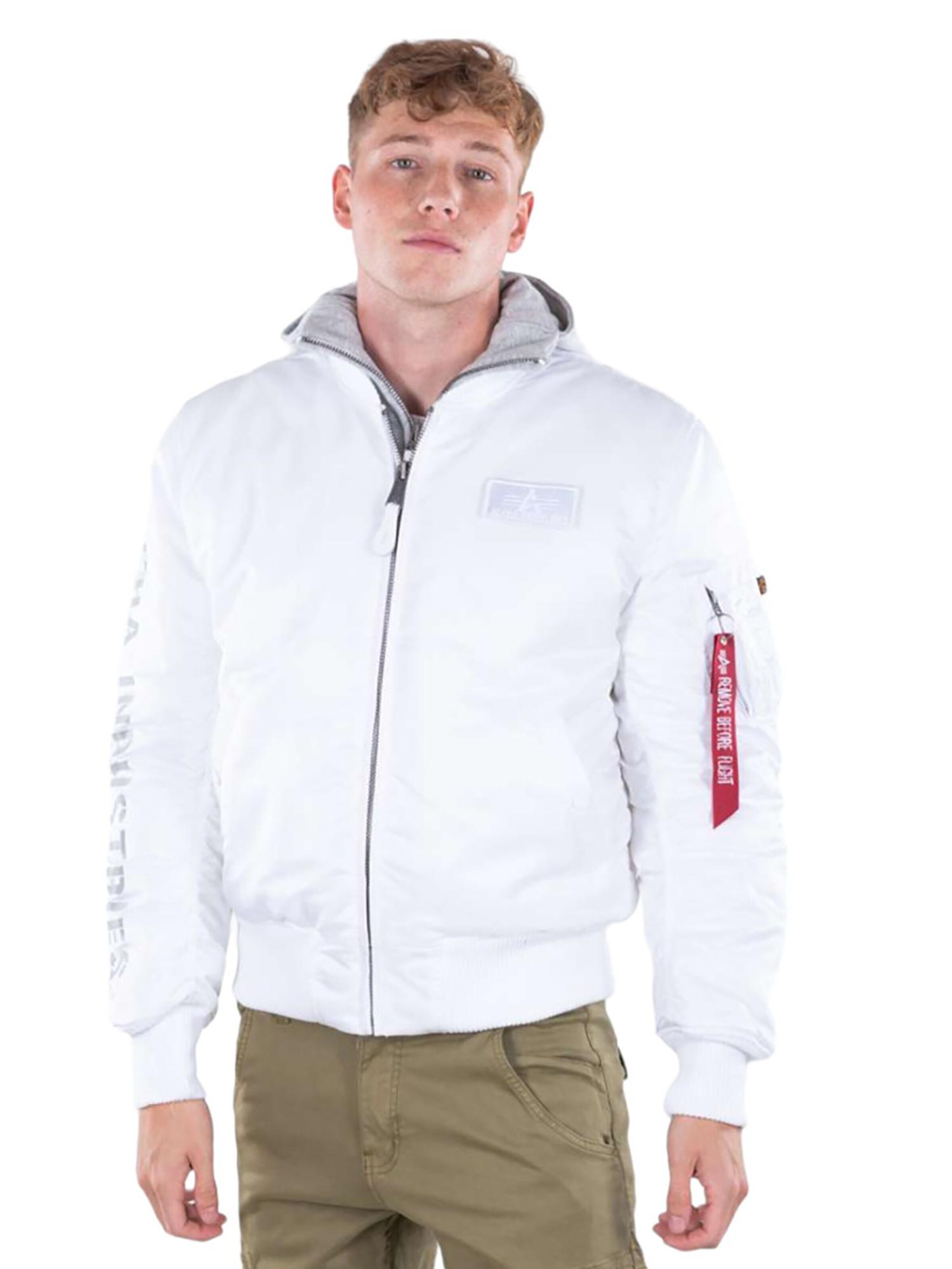 ALPHA INDUSTRIES Übergangsjacke 'MA-1 D-Tec SE'‌‌‌‌‌‌‌‌ in Weiß: Vorderseite