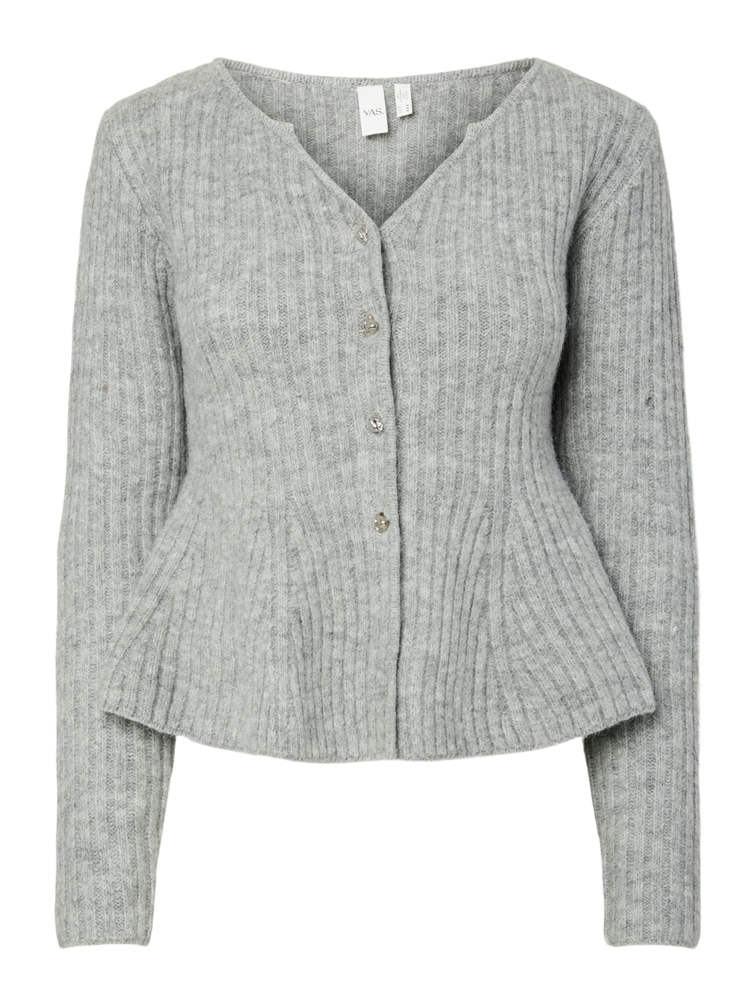 YAS Strickjacke 'YASDOLLY' in Grau: Vorderseite