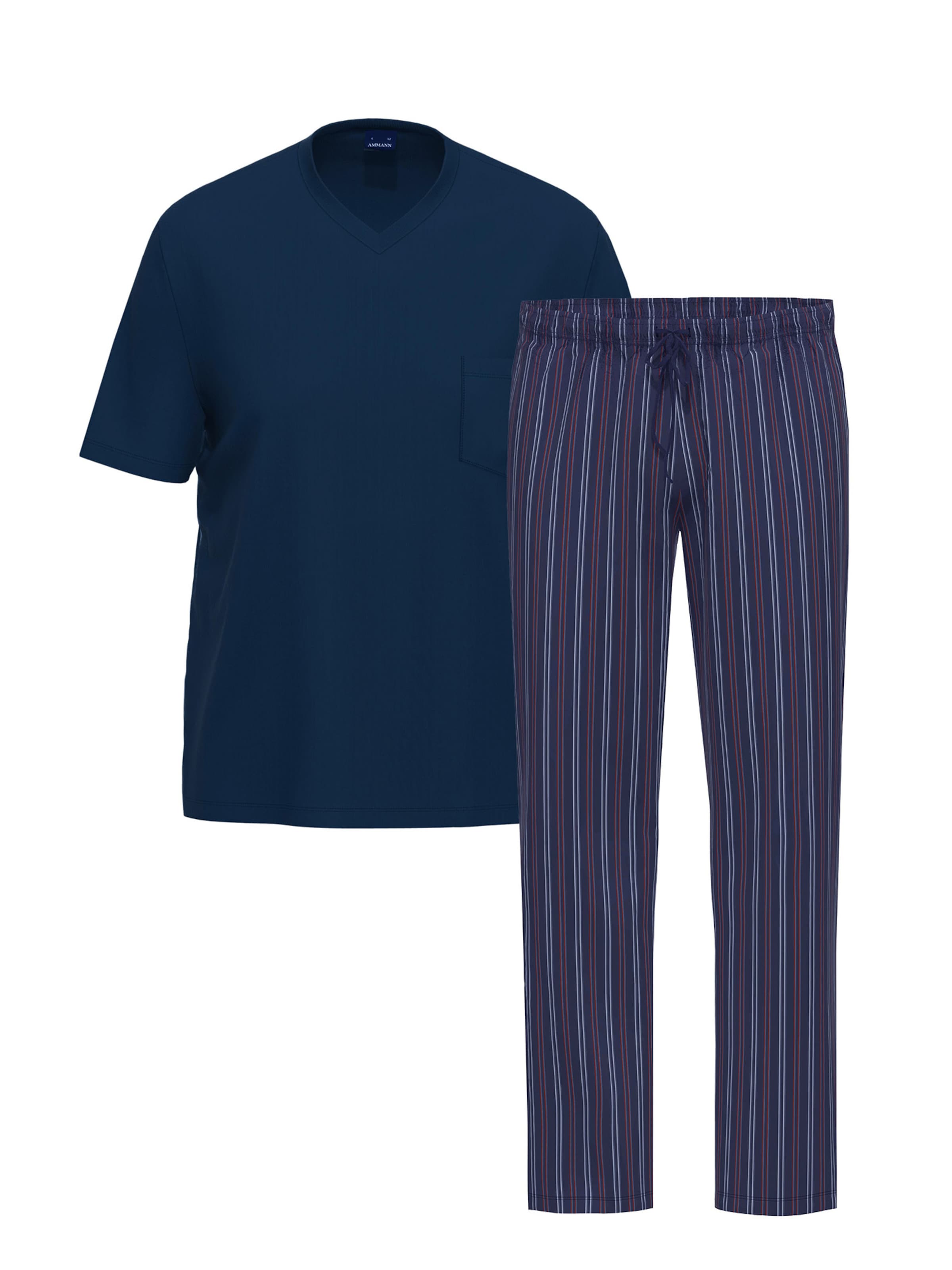 Ammann Short Pajamas 'Night & Home Cotton' in Blue: front